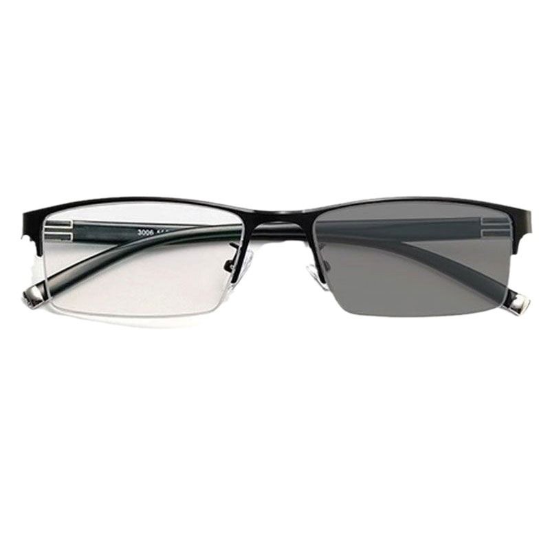 Metal Half-frame Colour-changing Myopia Men's Glasses, Outdoor Driving Anti-blue Light Protection Glasses_voghion.com