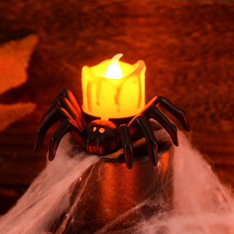 1 pçs decoração de halloween led kerze licht kunststoff spinne kürbis lampe para casa bar spukhaus decoração de festa de halloween_voghion.com