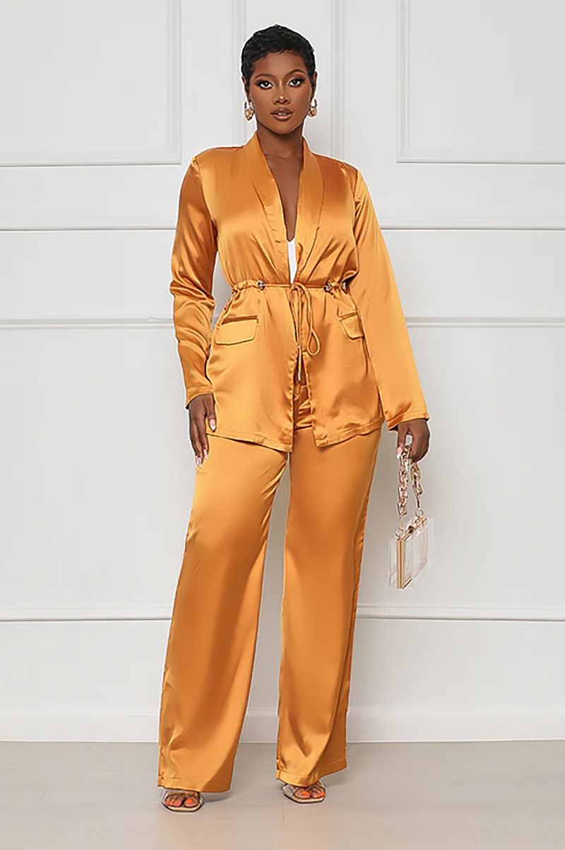 Women's Clothing autumn and winter hot style satin solid color bathrobe set_voghion.com