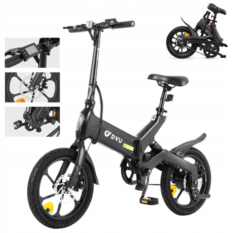 Glas Elektrofahrrad DYU A16 Rad 16" 36V 250W 10Ah 25km/h E-Bike PL_voghion.com