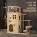 Luxus Villa Klettergerüst Massivholz DIY Integrierter Kratzbaum Dreischichtiges Nest Katzenburg_voghion.com