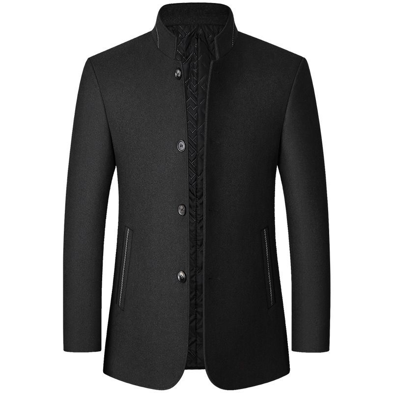Men's Tweed Jacket Zhongshan Standing Collar Coat_voghion.com