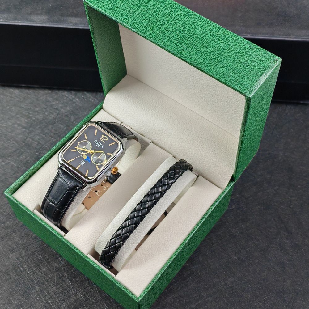 Herrenuhr Armband Set Casual Gürtel Quarzuhr 3-teiliges Set_voghion.com