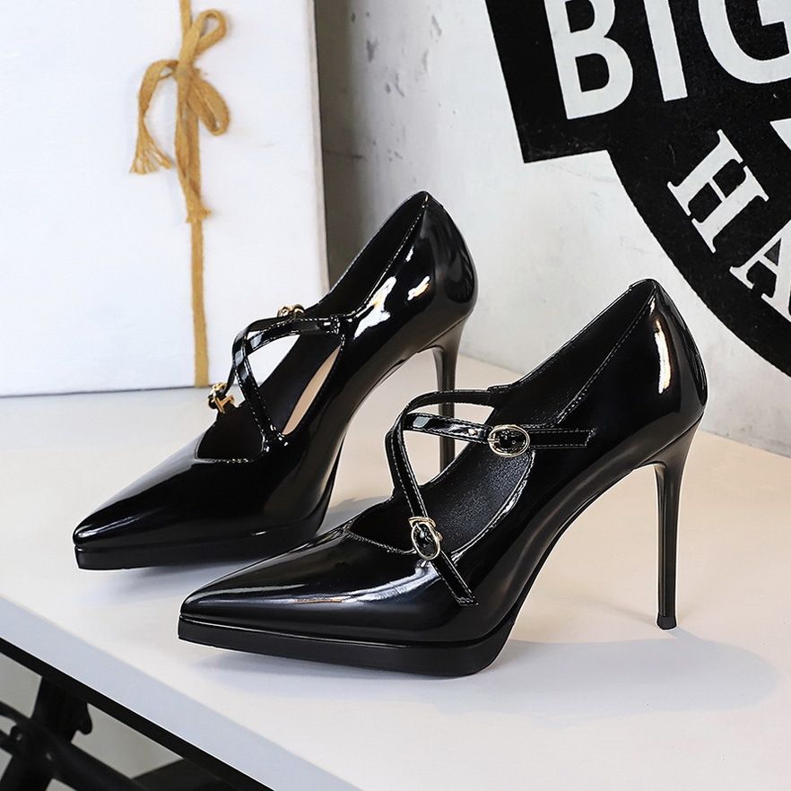 Pedicure Thin Women's Shoes Thin Heel High Heel Light Mouth Pointed Suede Single Shoes High Heels_voghion.com