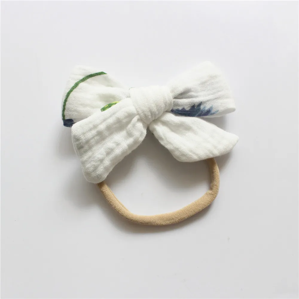 Baby Muslin Cotton Gauze Bow Hair Headband Accessories Baby 100 Days Old Super Soft Nylon Male_voghion.com