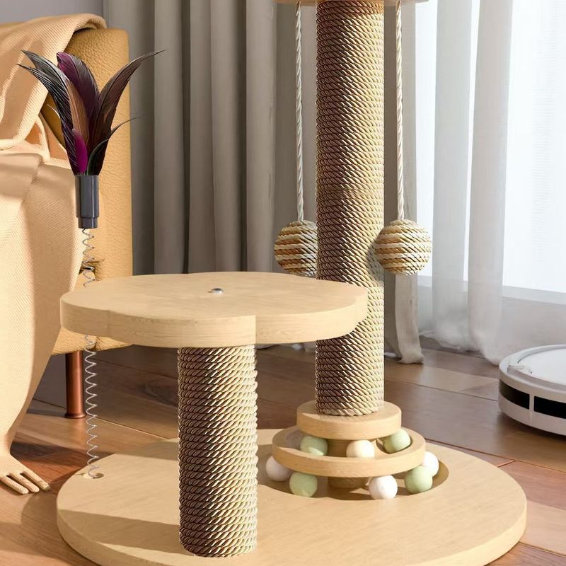 Duurzame krabpaal, sisal klauwbord, zelfvermakend verticaal kattenklimframe, geïntegreerd_voghion.com