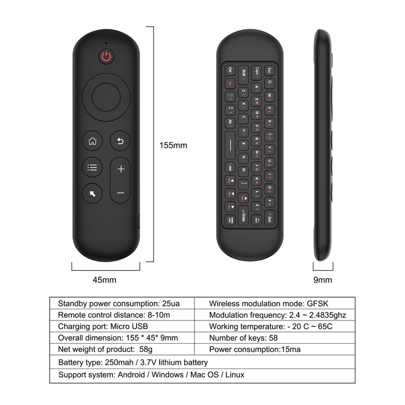 Tangentbordsdräkt Bluetooth Flymouse Fjärrkontroll Dator-TV Mini Trådlös Mus_voghion.com