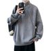 Men's Half-Turtleneck Zip-Up Sweater, Winter Knit Pullover With Stylish Design, Soft Comfortable Loose Fit Casual Wear Pure Color Stretchable Fabric_voghion.com