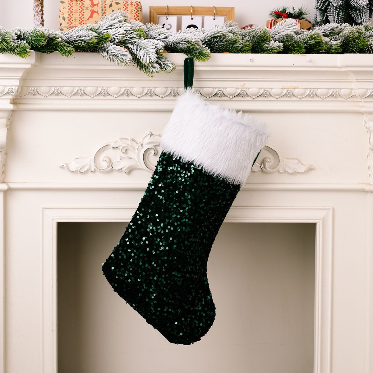 Home & Garden New Christmas Decoration Supplies Sequin Christmas Stocking High-end Plush Christmas Stocking Red Sequin Gift Stocking_voghion.com
