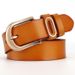 Cintura da donna in vera pelle con fibbia ad ardiglione dorata, cintura in pelle di mucca, cintura piatta, versatile e casual_voghion.com