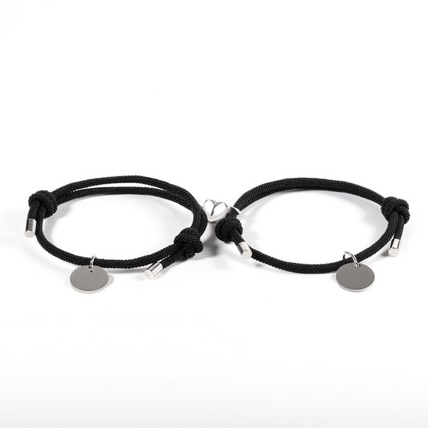 Bracelet magnétique Love en corde milanaise rouge bracelet gravé en acier inoxydable avec étiquette d'amour bracelet couple en corde milanaise_voghion.com