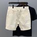 Raw Hem Khaki Slim Fit Denim 2025 Summer New Trendy Men's Casual Four-Five-Point Shorts_voghion.com