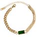 Set di collana e orecchini con bracciale quadrato verde semplice e zircone a doppia catena impilati per donna_voghion.com