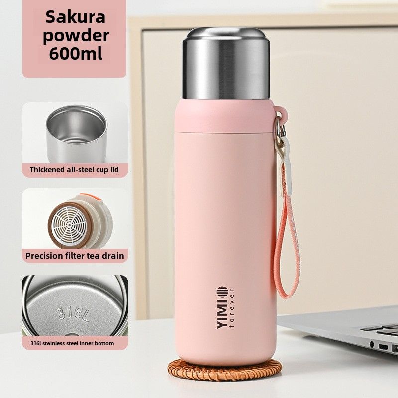600 ml Thermosflasche 316 Edelstahl Vakuumbecher Reisethermosflasche 24 Stunden Heiß-/Kaltspeicherung Auslaufsicherer Thermobecher Wasser_voghion.com