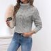 Women's High Neck Cable Knit Sweater - Soft Chunky Wool Pullover With Solid Color & Ribbed Detailing For Fall/Winter Layering_voghion.com
