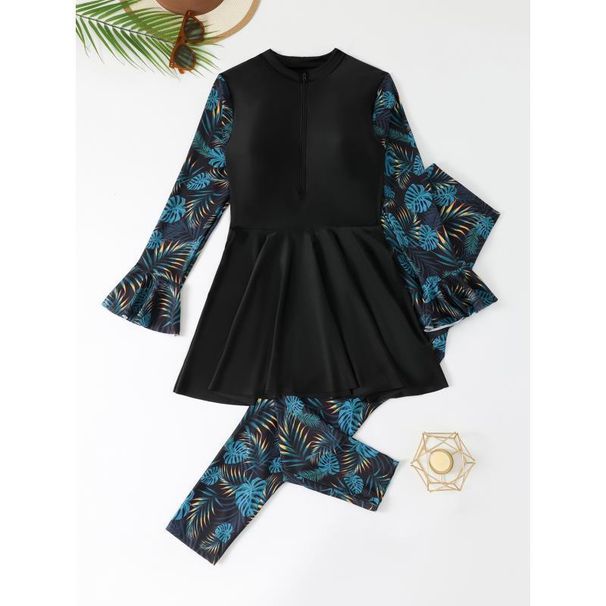 2025 Neue Ärmel Badeanzug Zweiteilige Lange Hosen Damen Plus Size Surf Bademode_voghion.com