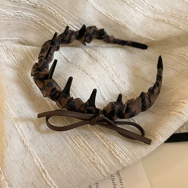 Kadınlar İçin Leopar Desenli File Fiyonk Tarak Yüksek Taçlı Üst Paket Erken Sonbahar Çok Yönlü Saç Tokası Başlık Kafa Bandı_voghion.com