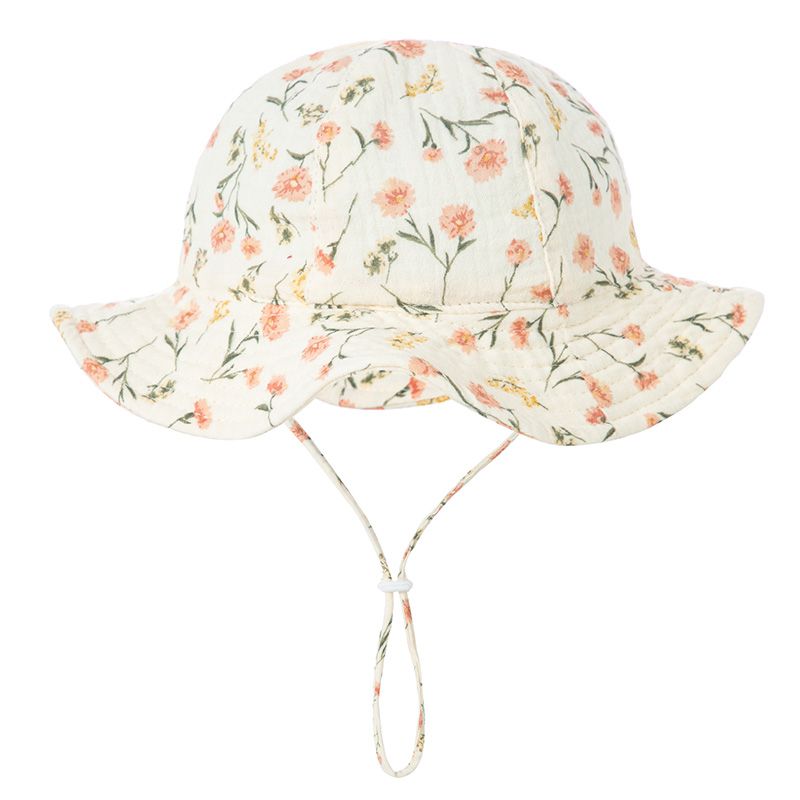 Spring Summer Baby Hat Printed Cotton Bucket Hats for Girls Boys Outdoor Beach Infant Visor Hat Toddler Items Accessories 0-12M_voghion.com
