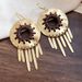 Leather Cord Round Hollow Pendant Tassel Ear Hook Simple Versatile Light High-end Feel Earrings For Women_voghion.com