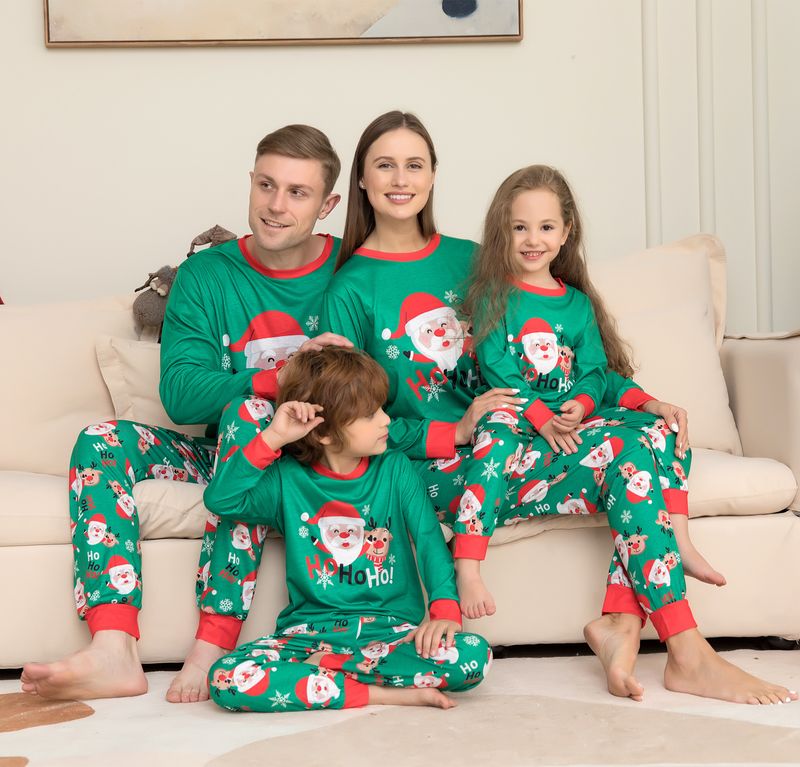 Christmas family dress Santa Claus printed family suit fashion pajamas_voghion.com