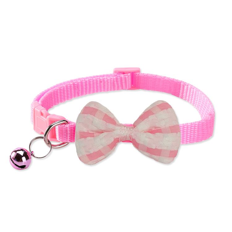 Kraciasta obroża dla psa z dzwonkiem i muszką dla kotów_voghion.com