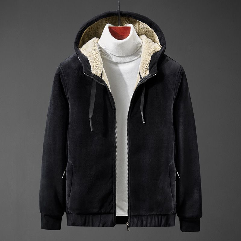 Herrenbekleidung Silberfuchs-Samt-Winterpullover-Anzug Herrenmantel Plus Samtverdickter Zweiteiler Große Größe Lässige Laufsportbekleidung_voghion.com