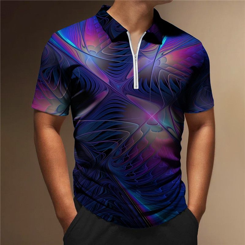 Herren Freizeithemd Hochwertige Sommer beliebte 3D Kurzarm Polo Herren 2023 Modemarkenkleidung_voghion.com