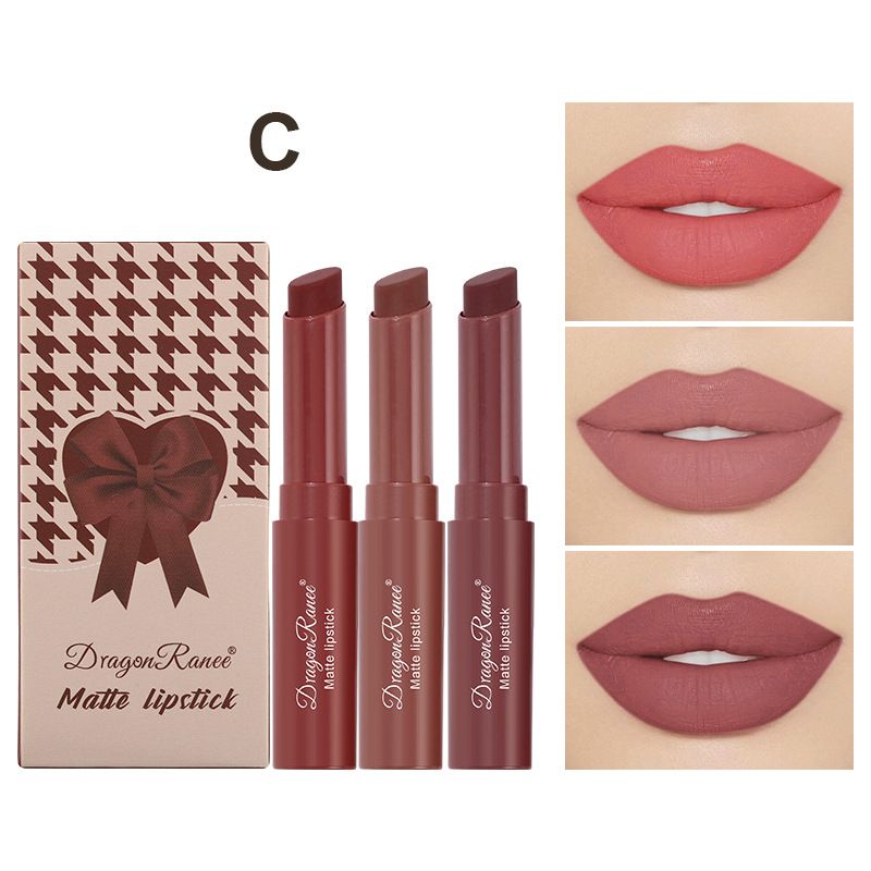 3-Piece Set Of Bowknot Tilted Lipstick Crayons For Women - Nude Shade Collection_voghion.com