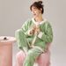 Autumn And Winter Thickened Velvet Lapel Pajamas Women's Cardigan Warm And Comfortable Pajamas Set_voghion.com