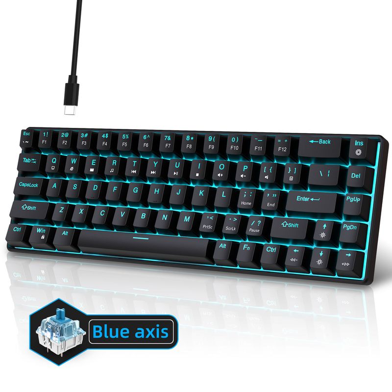 New 68-Key Wired Mechanical Gaming Keyboard With Hot-Swappable Switches, Ergonomic Design, Dual-Color Injection Keycaps,_voghion.com