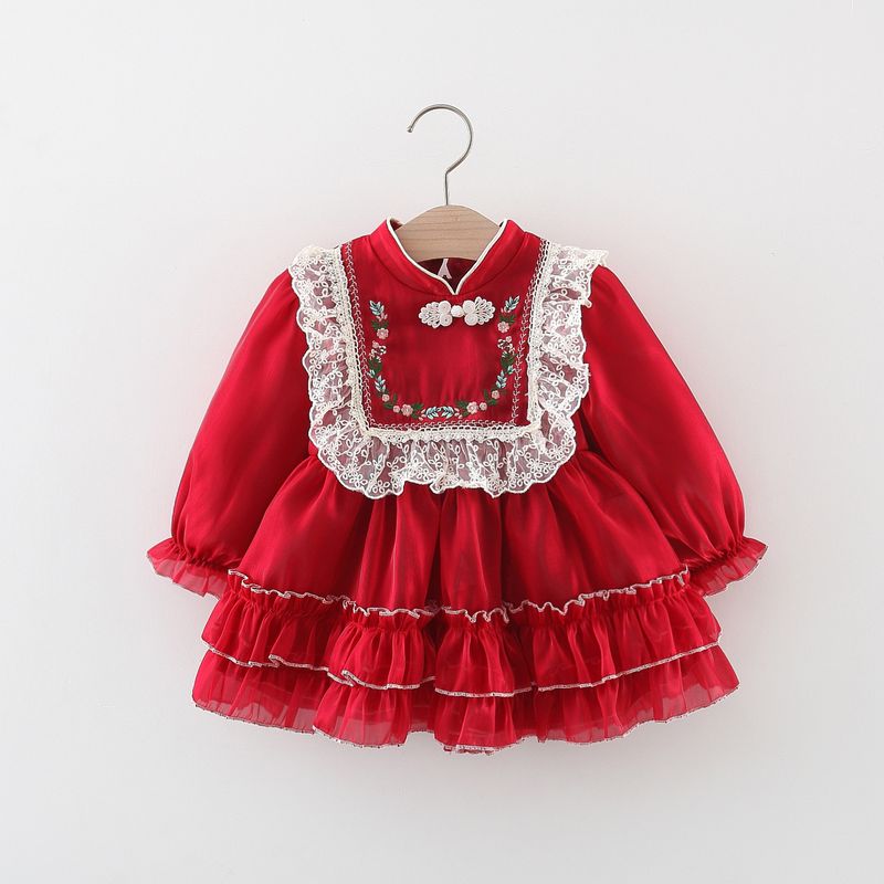 1582 Îmbrăcăminte pentru copii en-gros primăvara și toamna rochie nouă cu broderie din dantelă pentru fete rochie de prințesă din dantelă în stil coreean pentru fete_voghion.com