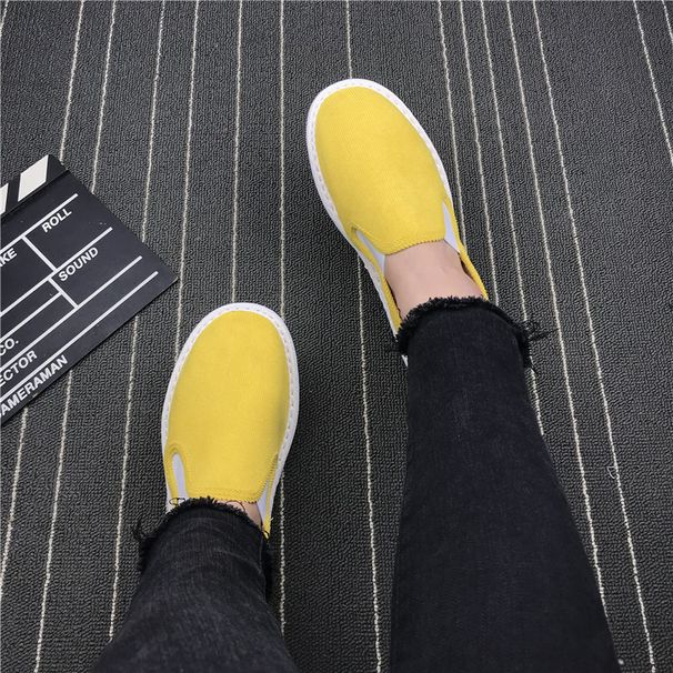 Andningsbara gula tygskor Casual par slip-on_voghion.com