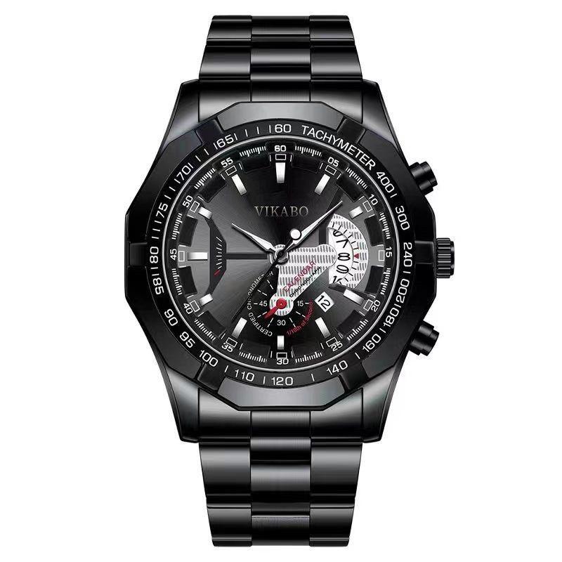 Hot Sale Large Dial Men's Calendar Watch Men's Non-Mechanical Watch Creative Steel Band Men's Watch_voghion.com