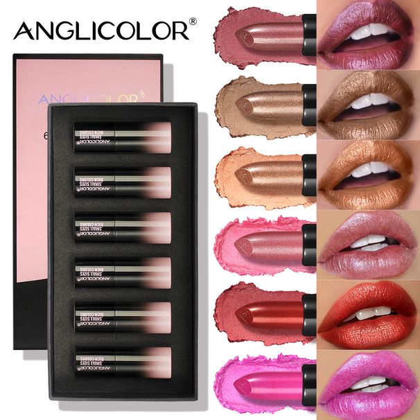 Anglicolor 6-teiliges Schimmer-Lippenstift-Set – wasserfestes, nicht klebendes, lang anhaltendes Lipgloss-Set mit perlmuttartigen und metallischen Finishes für jeden Tag_voghion.com