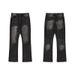 Men's Clothing Retro Vintage Niche Design Retro Washed Black Bootcut Jeans_voghion.com