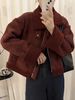 Sheepskin Shearling Short Coat 2023 Winter Thickened Stand Collar Suede Biker Jacket For Petite Women_voghion.com
