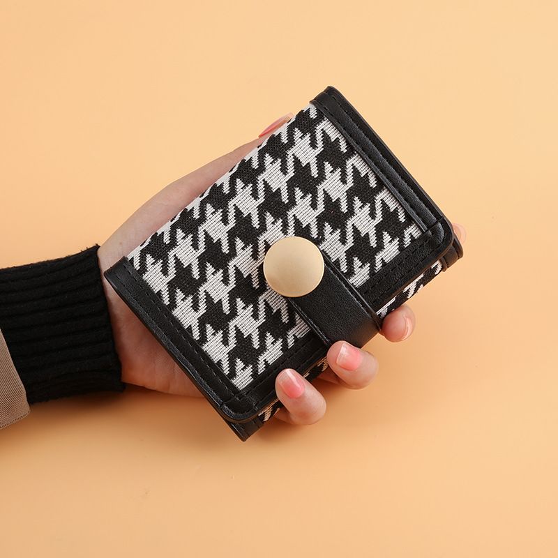 Purse Wallet Clutch Bag Simple Fashion Small Purse Woman Long Thousand Bird Lattice Buckle Multi-card Money Clip Holding Bag Woman_voghion.com