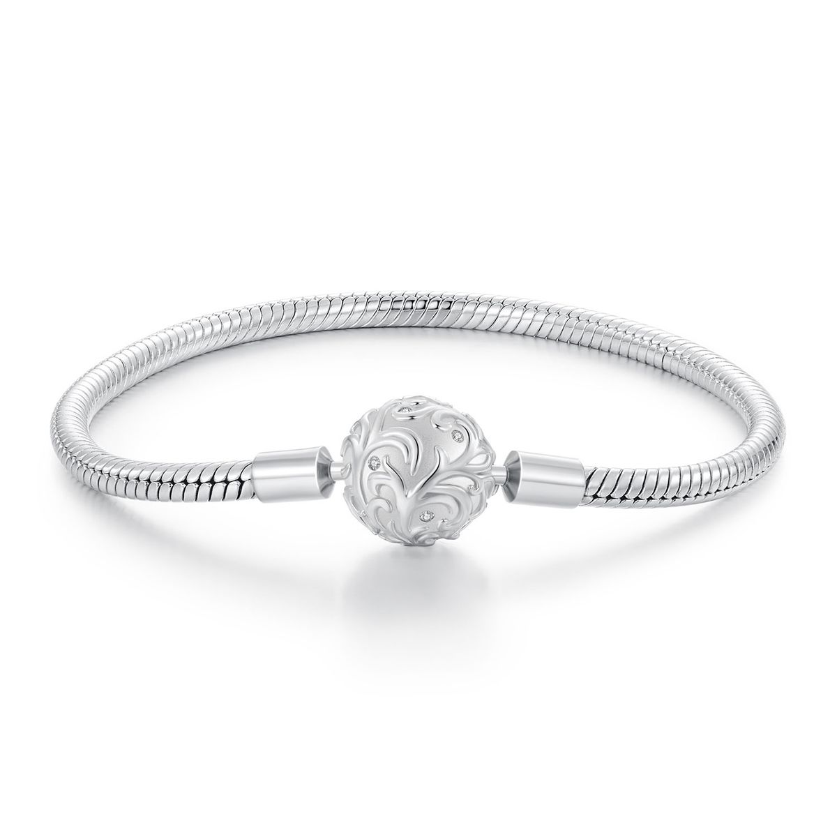 Vintage Pattern Basic Bracelet , 925 Sterling Silver Bracelet For Women, Compatible With Most Charm Beads_voghion.com