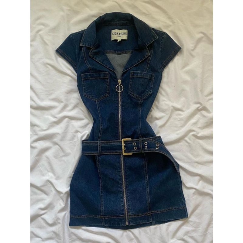 American Style Sweet Cool Spicy Girl Denim Dress, Women's Summer New Style, Niche Design Sense, Waist Cinching And_voghion.com