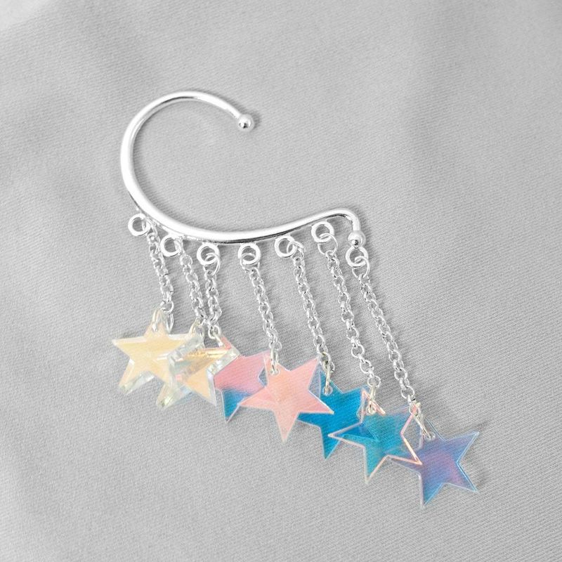 Orecchini pendenti con nappe generose ed esagerate, a forma di stella a cinque punte colorate_voghion.com