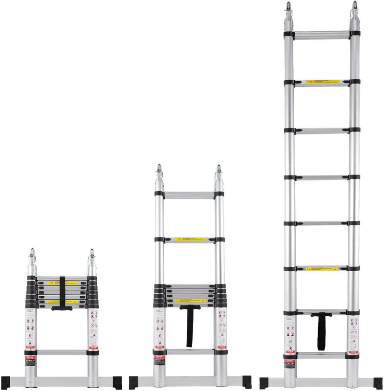 Telescoping Extension Ladder 16.5FT A-Shape W/ Stabilizer Bar For RV_voghion.com