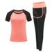 ActiveGo Women's Set Summer Outdoor Sports Short Sleeve Beginner Yoga Quick-Dry Slimming Morning Run Running Clothes_voghion.com
