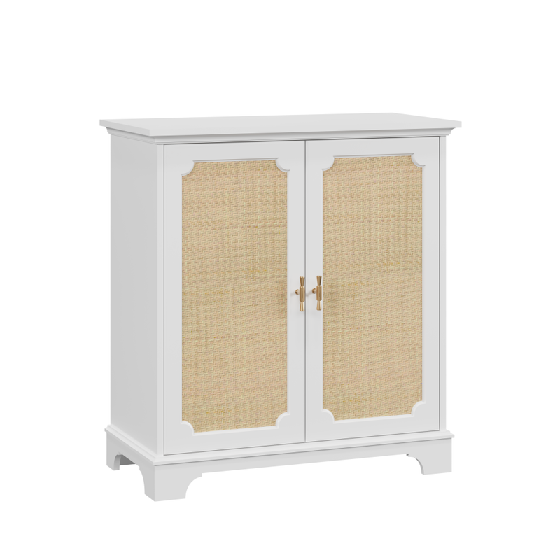 Credenza, Buffet, Weinschrank Mit Rattan-Dekortüren, Küchenbuffet, Konsolentisch, Dekorativer Schrank Für Flur, Eingangsbereich Und Wohnzimmer_voghion.com