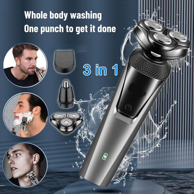 Electric Shaver Mens Razor Rotary Waterproof Pop-Up Trimmer Wet Dry Cordless_voghion.com