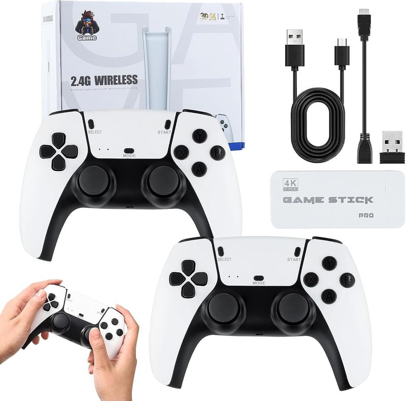 4G HD Game Stick Retro Video Game Console 40000+ Games +Two 2.4G Wireless Contro_voghion.com