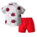 Mother & Kids Boys Rose Gentleman Dress Suit 2024 Summer New Children's Short Sleeve Korean Edition Letter Flower Shirt Children's Clothing_voghion.com