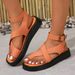 Damenschuhe Sommer Neue große Größe Dickbesohlte Casual Clip Toe Runde Toe Strandschuhe Ring Fußschnalle Damensandalen_voghion.com