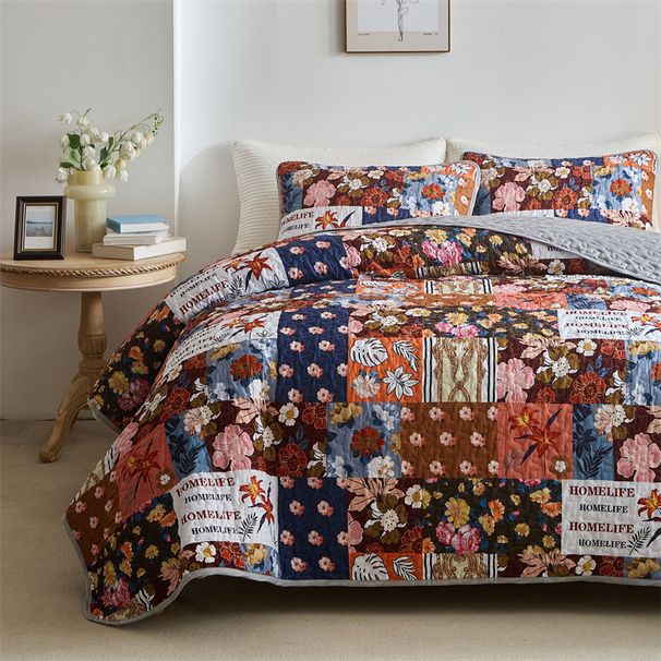 Copriletto floreale bohémien – Copripiumino reversibile a 3 pezzi (certificato OEKO-TEX®, stampa digitale) per camere da letto in stile boho e moderno._voghion.com