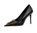 Mode und schöne Pediküre schlanke Absätze High Heels flacher Mund spitzen Metallschnalle einzelne Schuhe Damen High Heels_voghion.com