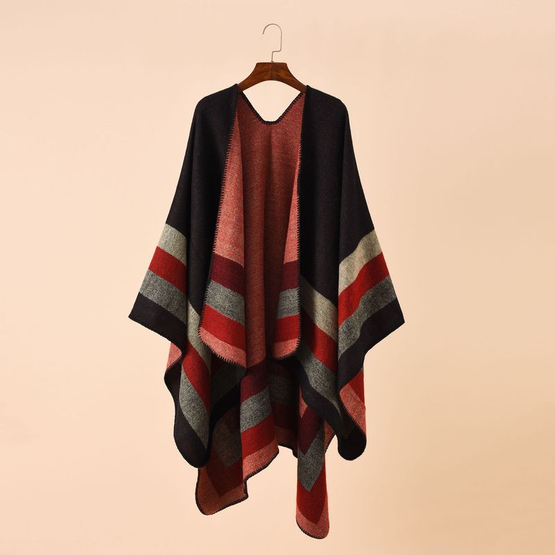Damen-Winter-Reise-warmer gestreifter Farbe-Karo-Muster-Imitations-Kaschmir-Schal_voghion.com